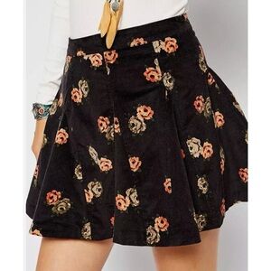 Free People Floral Black corduroy Skirt